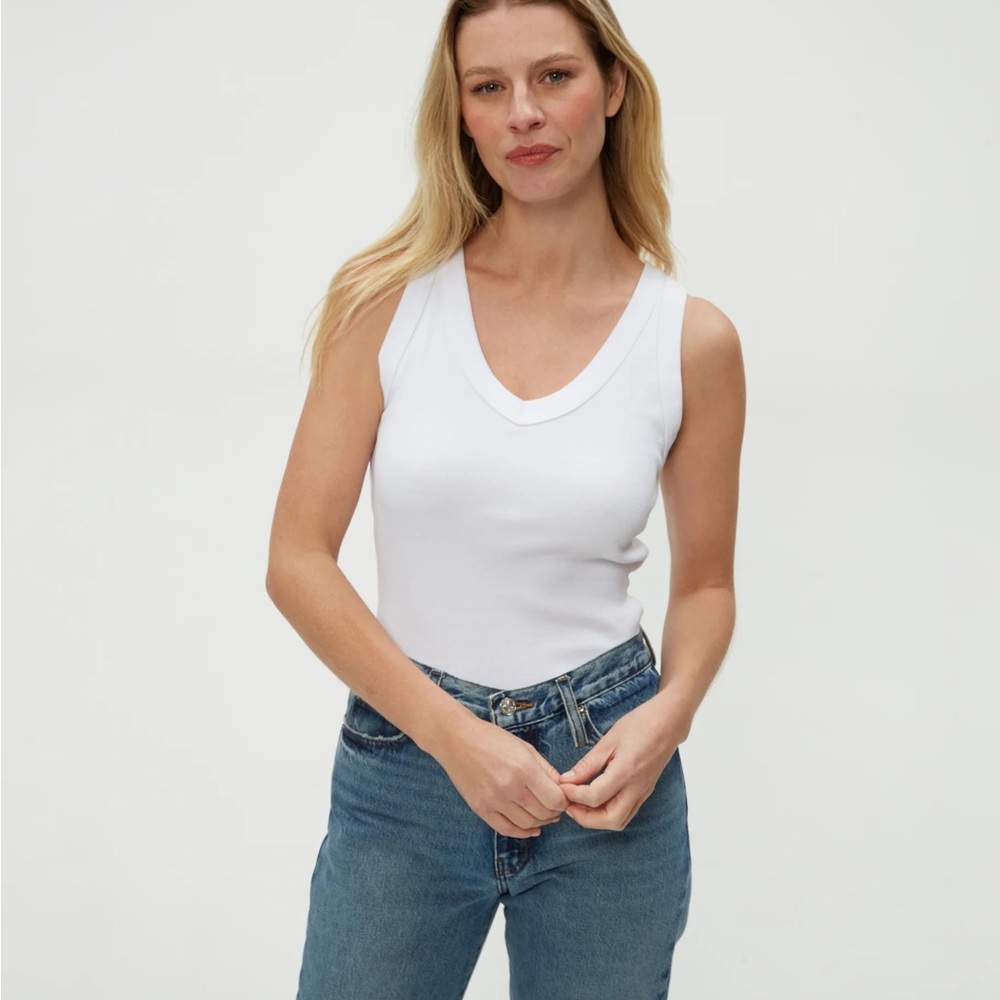 Michael Stars Fitted White Tank Top
